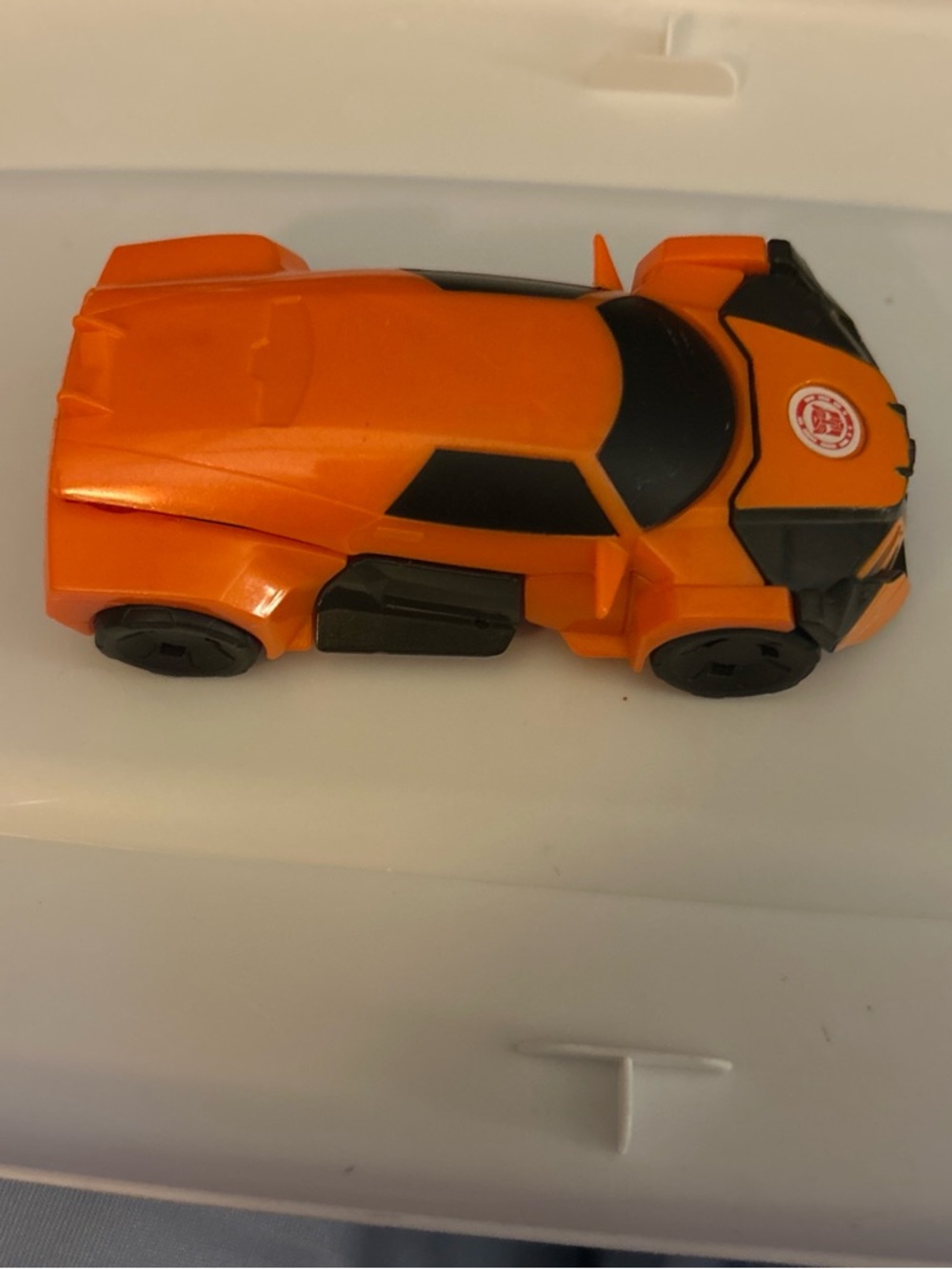 Orange Die-Cast Racing Car Toy with Black Accents